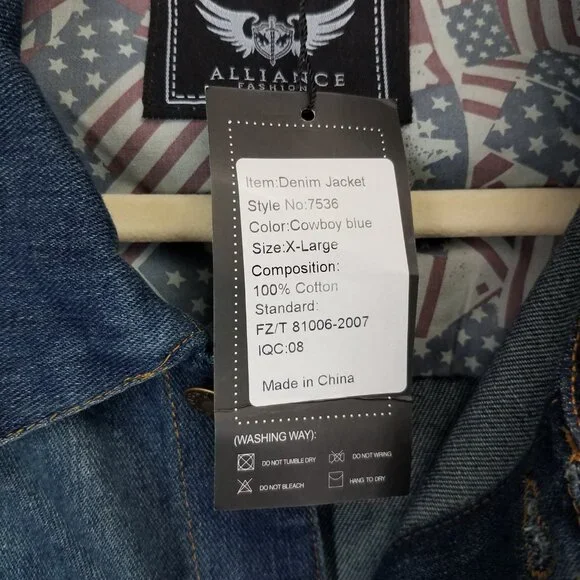NEW Alliance Men's XL Cotton Denim Jacket in Cowboy Blue NWT - Picture 7 of 10